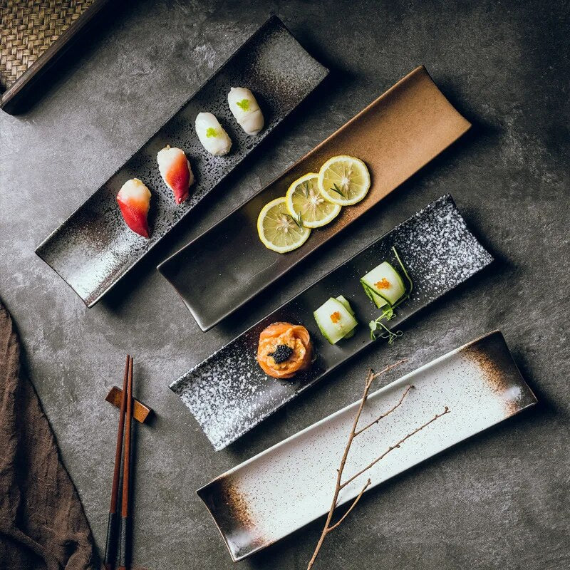 Japanese rectangular ceramic plate