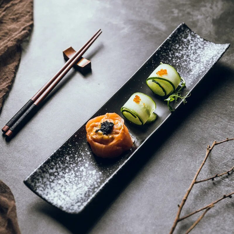 Japanese rectangular ceramic plate