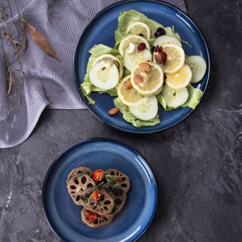 Japanese blue round plate