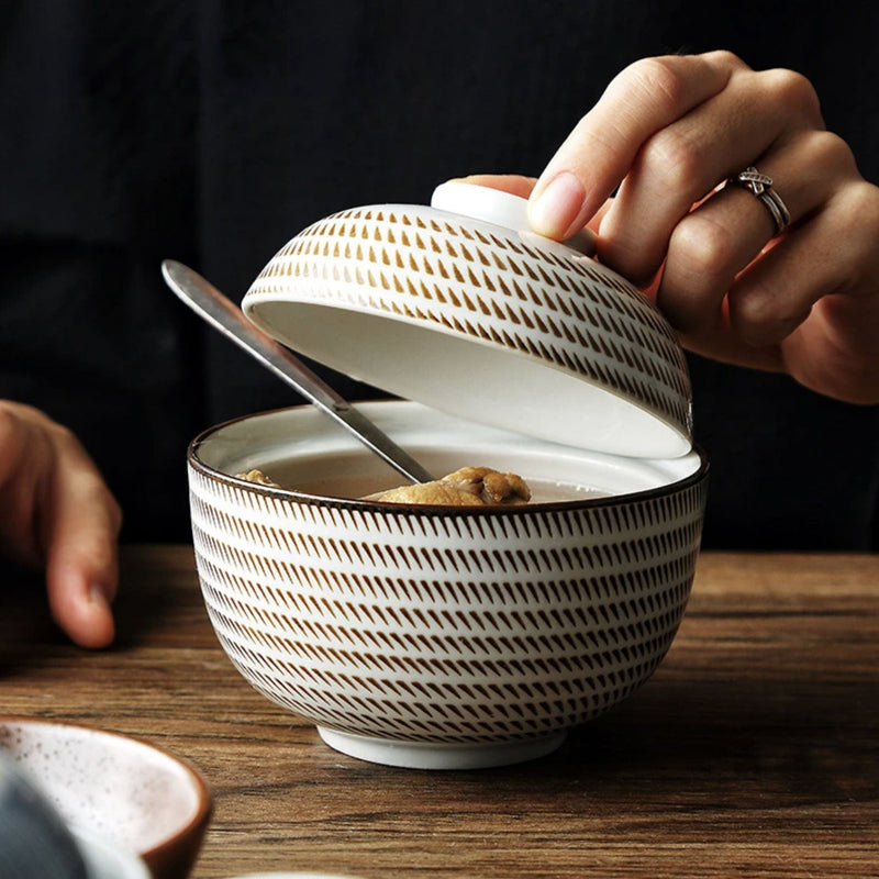 Japanese ceramic bowl with lid