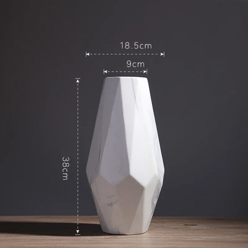 Japanese vase white geometric