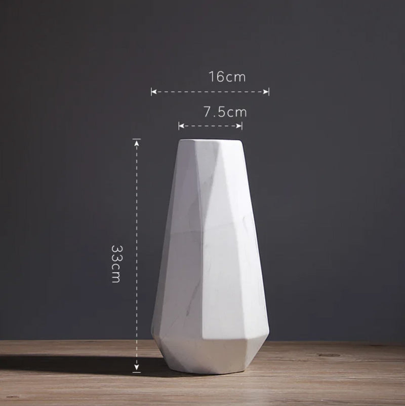 Japanese vase white geometric