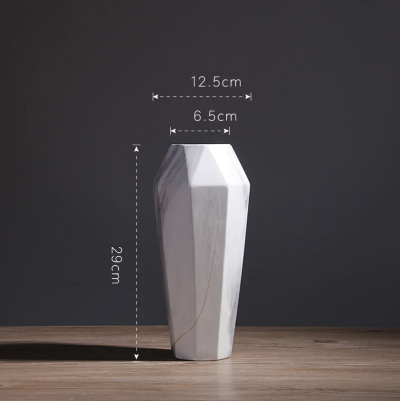 Japanese vase white geometric