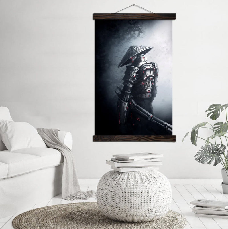 Japanese painting samurai cyborg