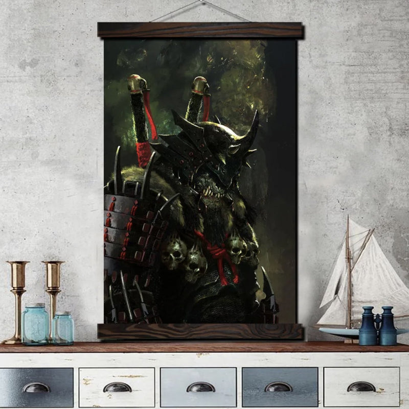 Japanese painting orc samurai