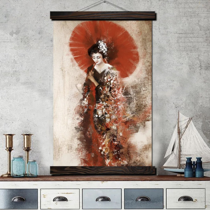 Traditional Japanese geisha wall art