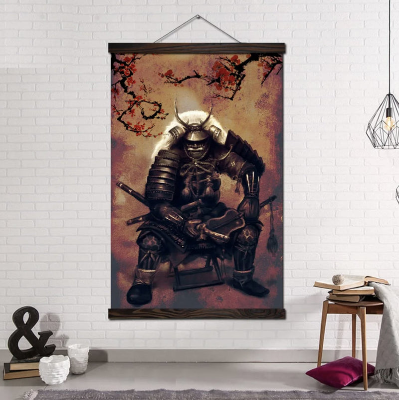 Vintage Japanese painting samurai