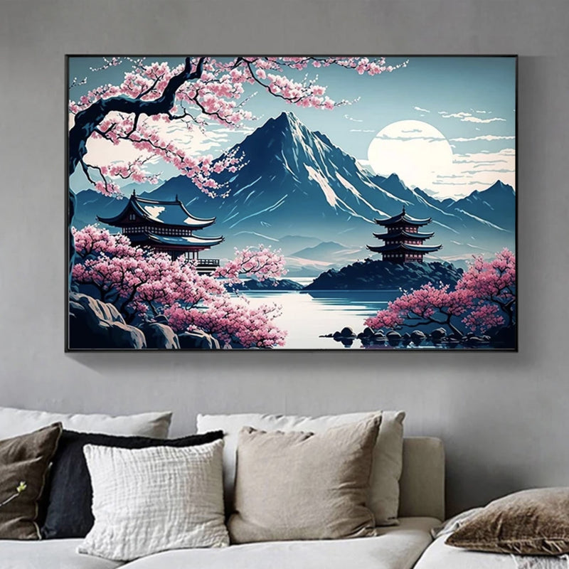 Japanese wall art Mount Fuji and cherry