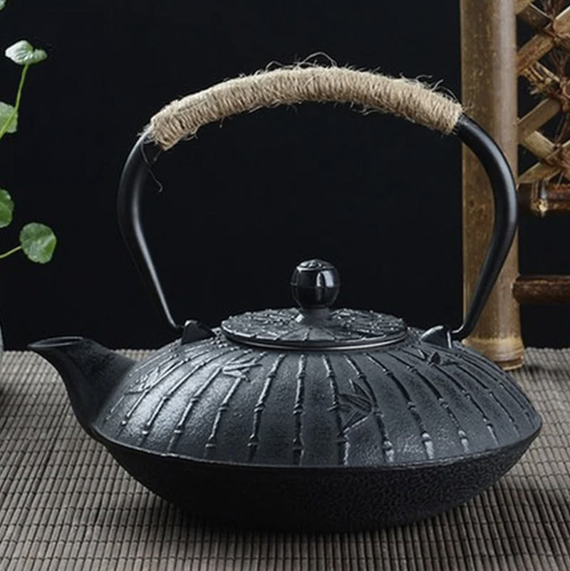 Japanese black cast iron teapot