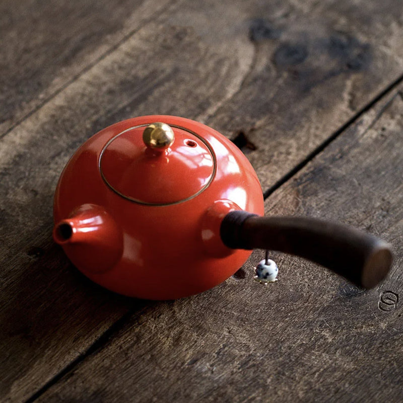 Japanese teapot kyusu orange