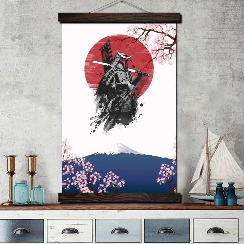 Japanese Samurai painting with helmet