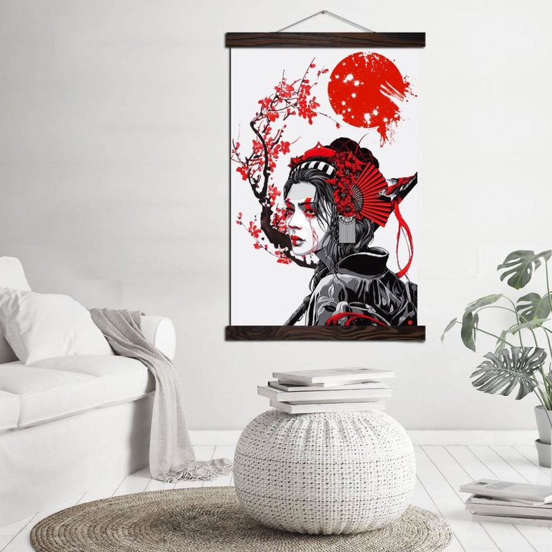 Japanese wall art geisha and cherry