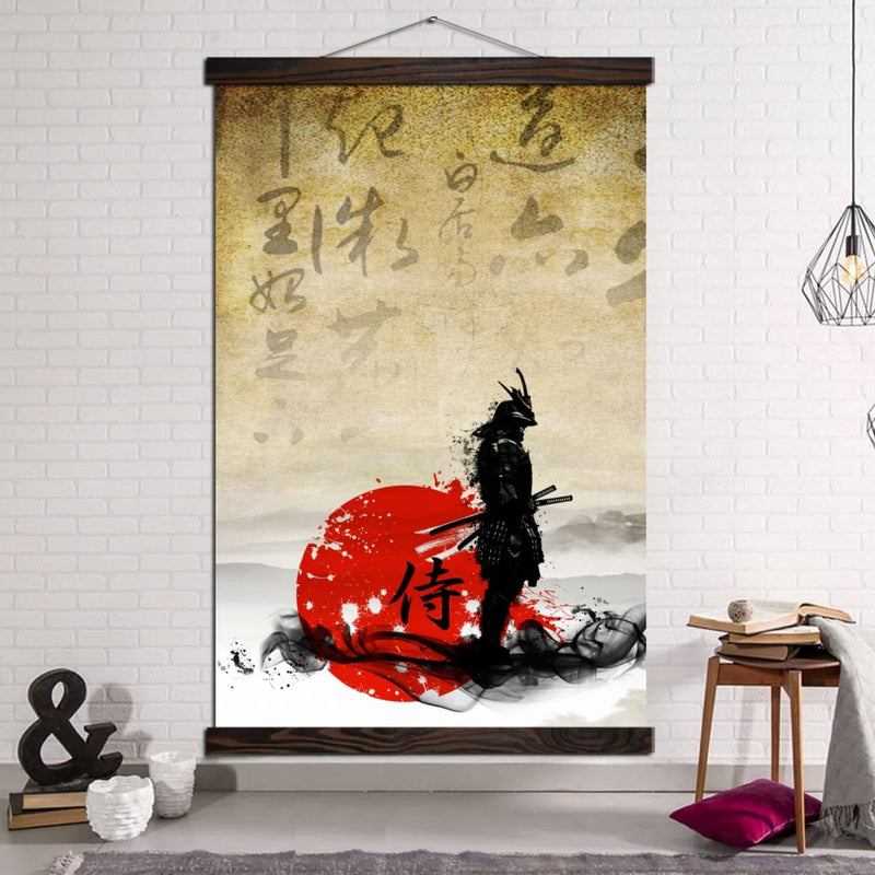 Japanese painting ancient samurai style