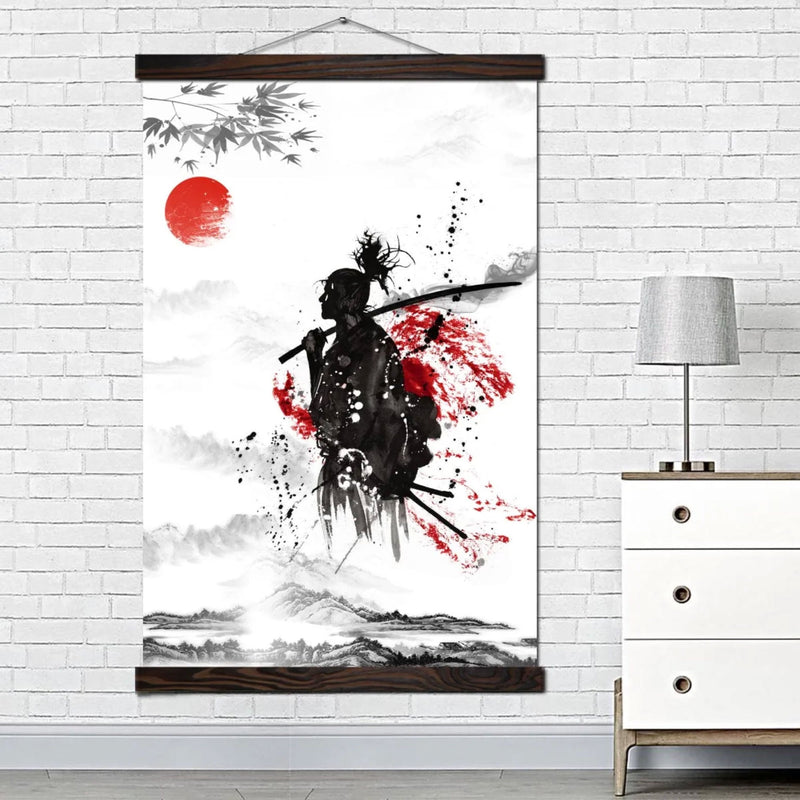 Solitary samurai Japanese painting