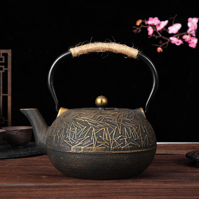 Japanese teapot in old style round cast iron