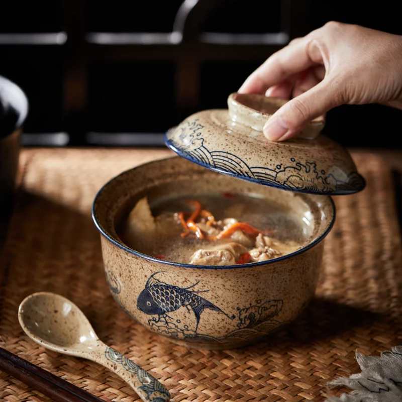 Antique Japanese bowl with lid