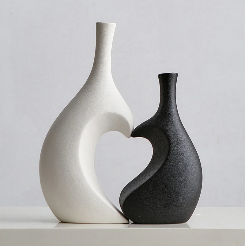 Japanese vase black and white