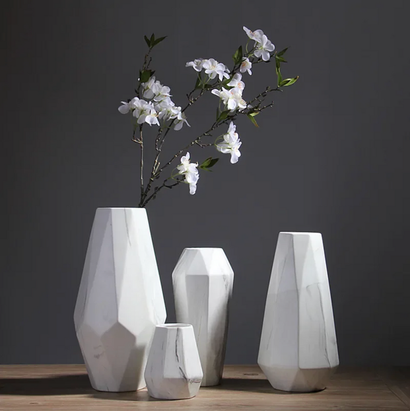 Japanese vase white geometric