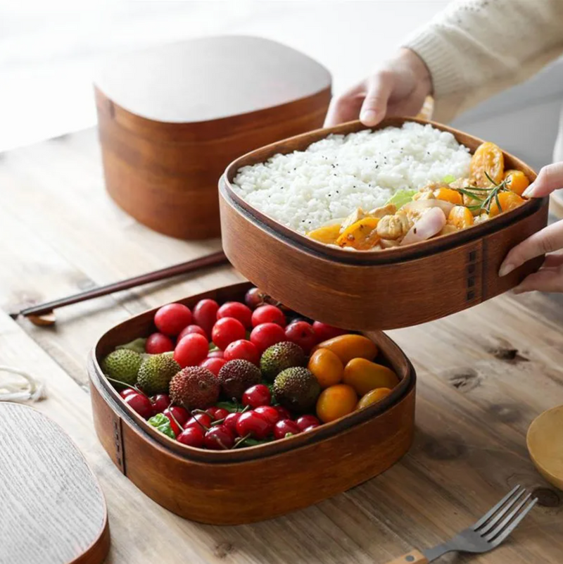 Large wooden bento box