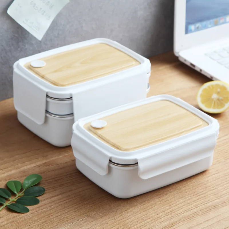 Stainless steel white bento box