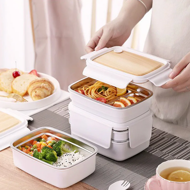 Stainless steel white bento box