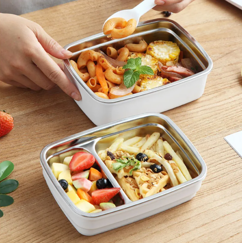 Stainless steel white bento box