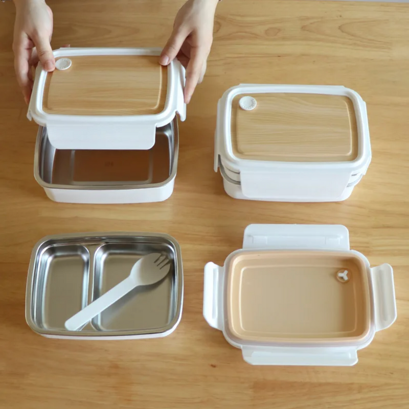 Stainless steel white bento box