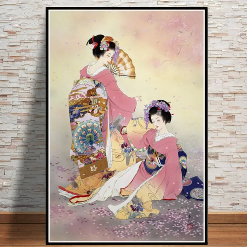 Japanese wall art geisha zen