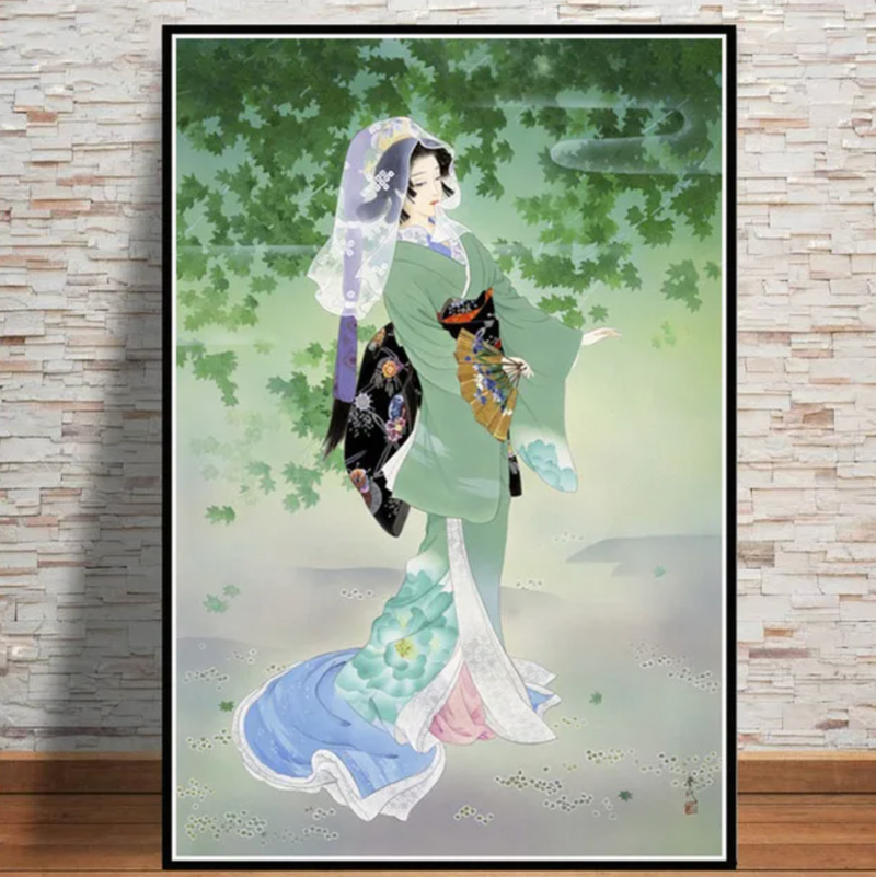 Japanese wall art geisha nature