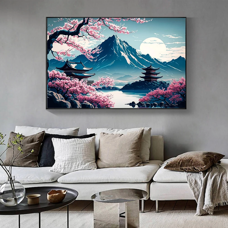 Japanese wall art Mount Fuji and cherry