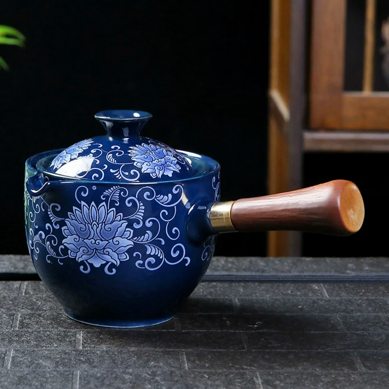 Japanese teapot kyusu blue