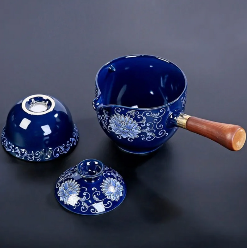 Japanese teapot kyusu blue