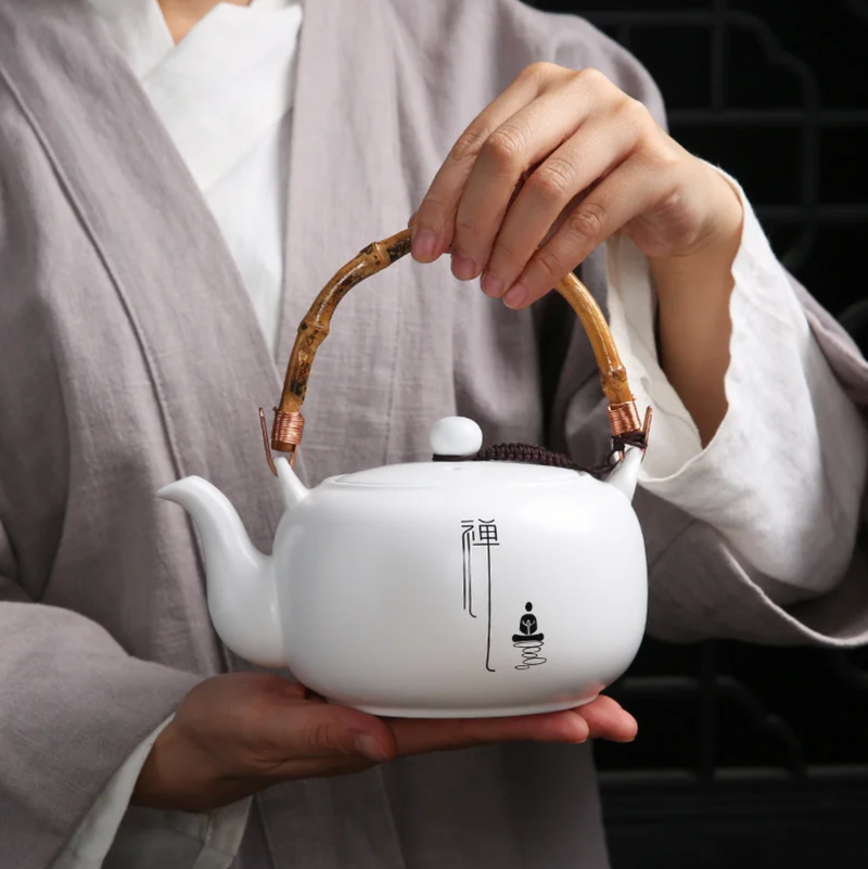 Japanese teapot white zen