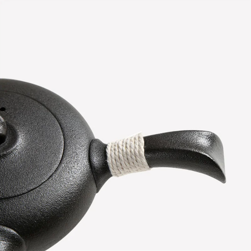 Black ceramic kyusu Japanese teapot