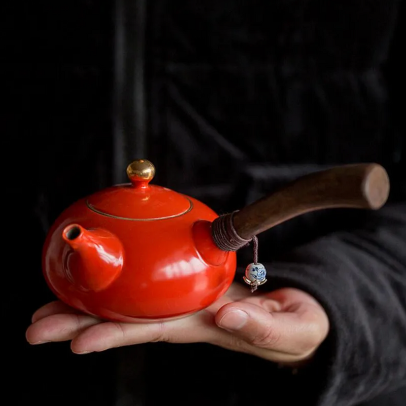 Japanese teapot kyusu orange