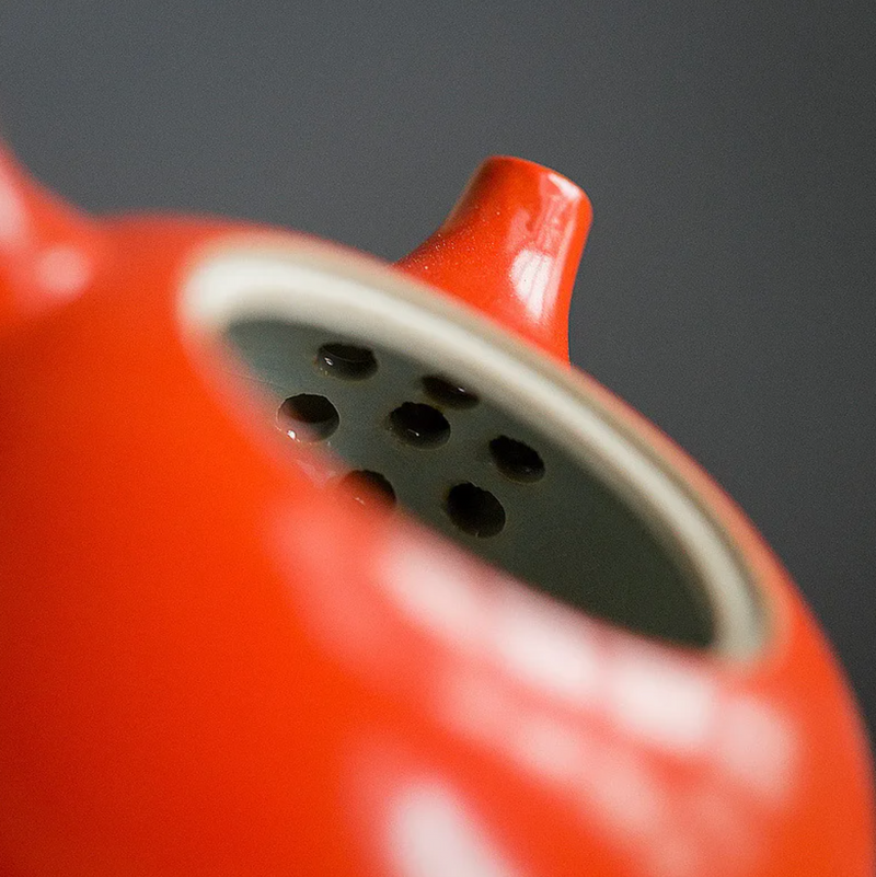 Japanese teapot kyusu orange