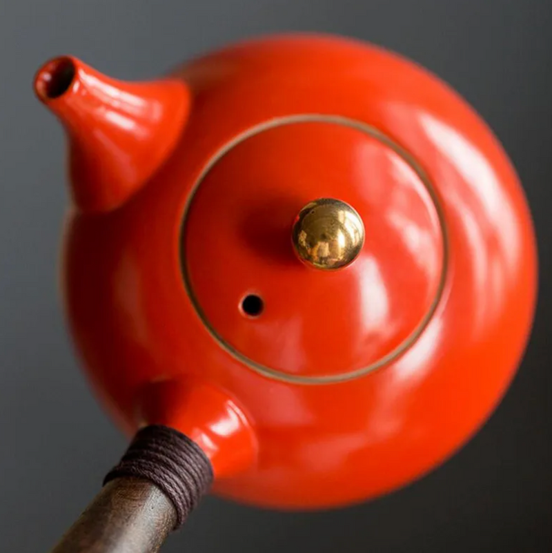 Japanese teapot kyusu orange