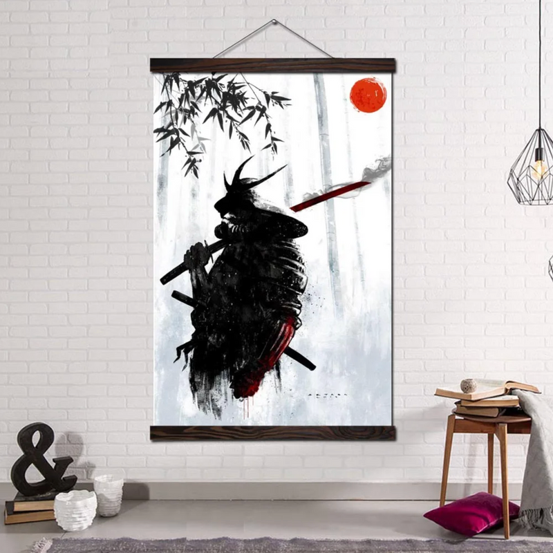 Japanese wall artau samurai obscure