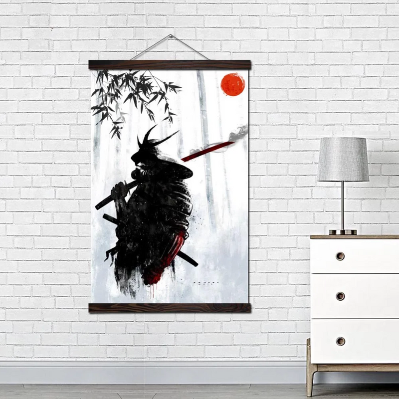 Japanese wall artau samurai obscure