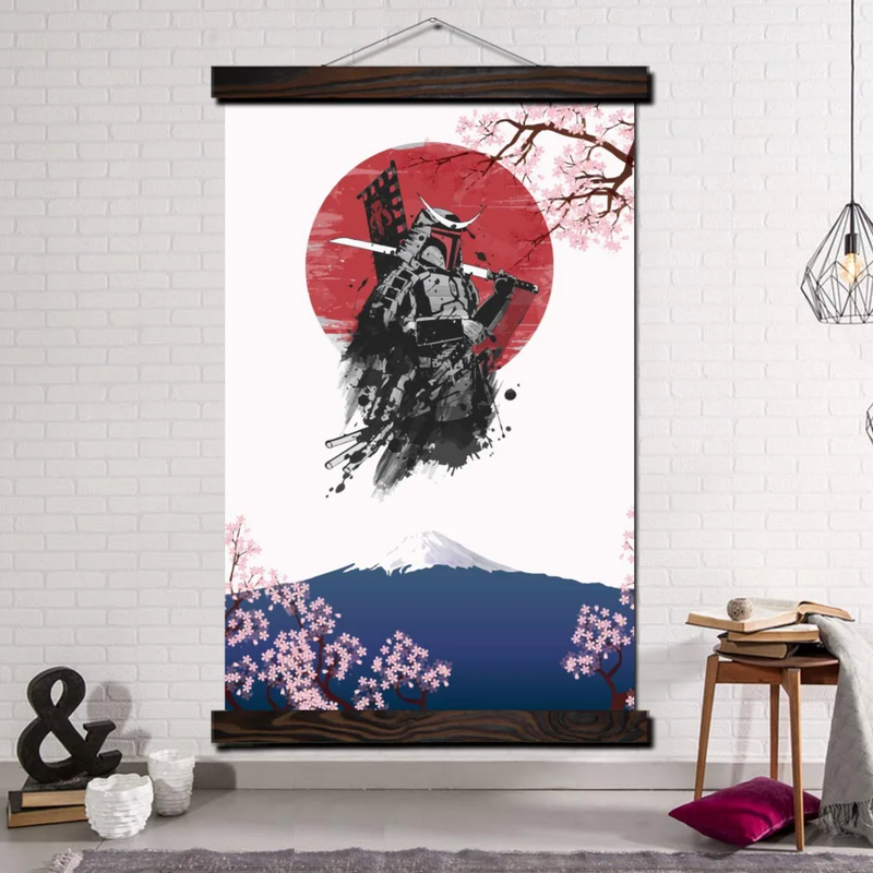 Japanese Samurai painting with helmet