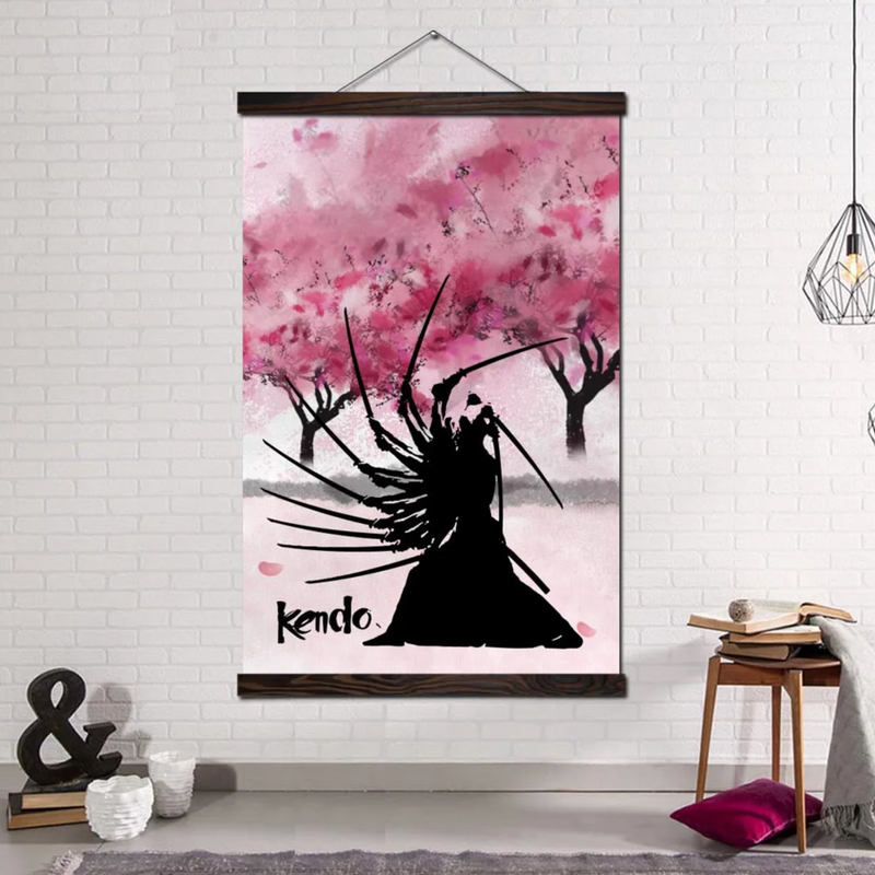 Japanese painting samurai kendo