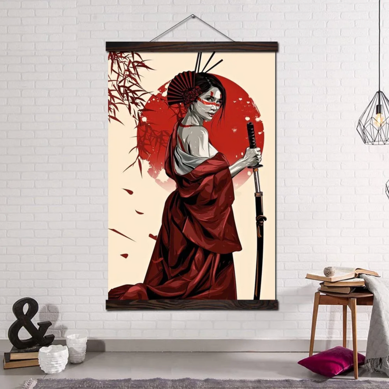 Japanese painting geisha samurai