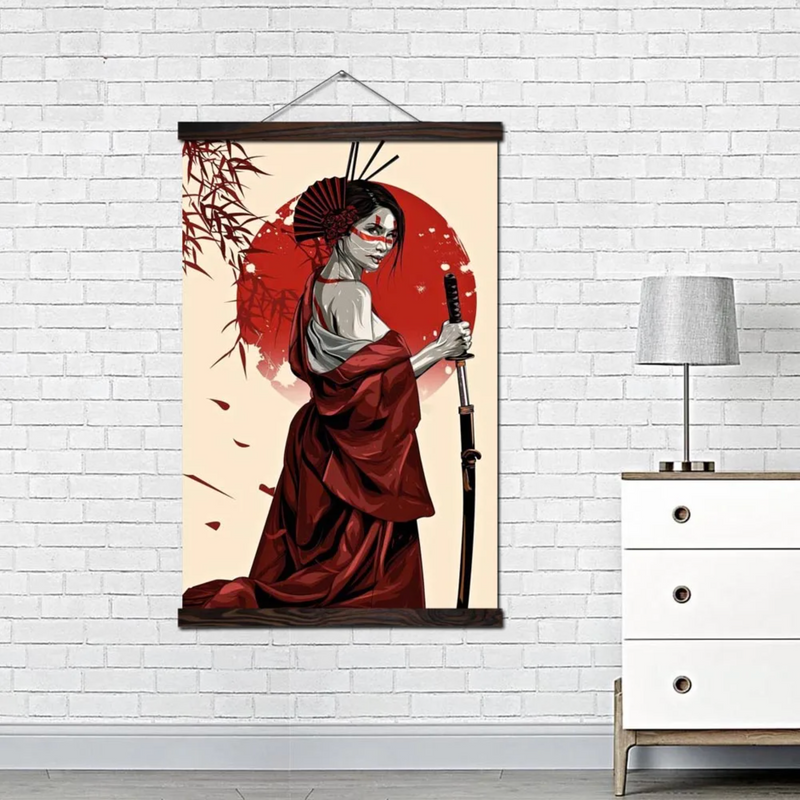 Japanese painting geisha samurai