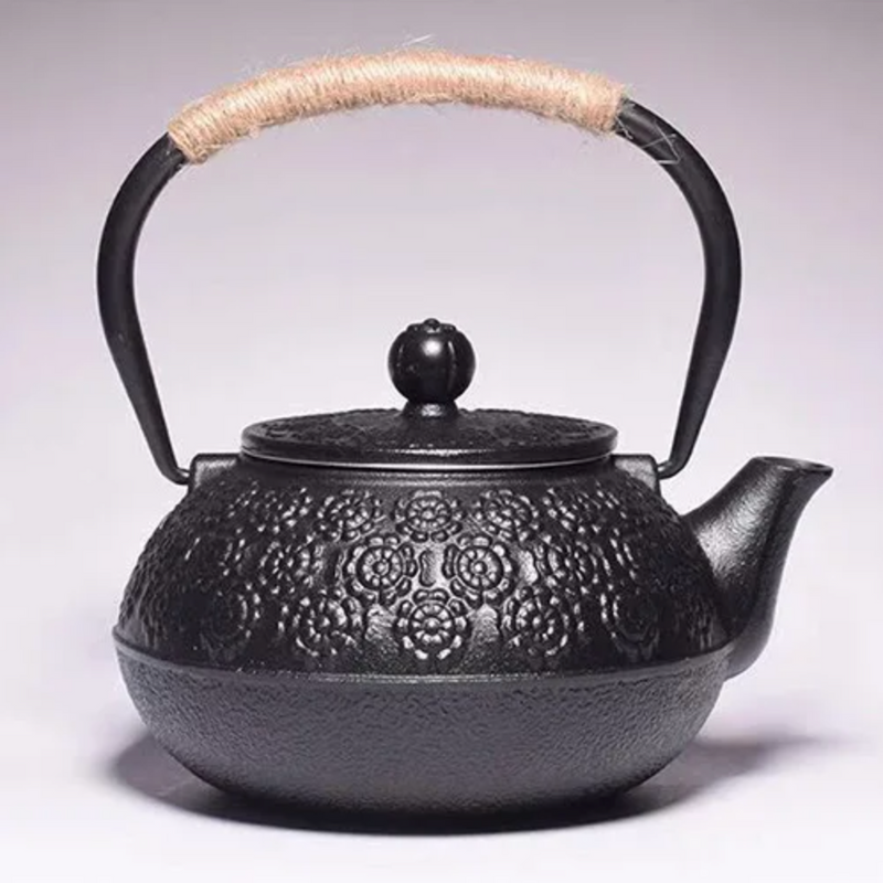 Japanese flowered cast iron teapot