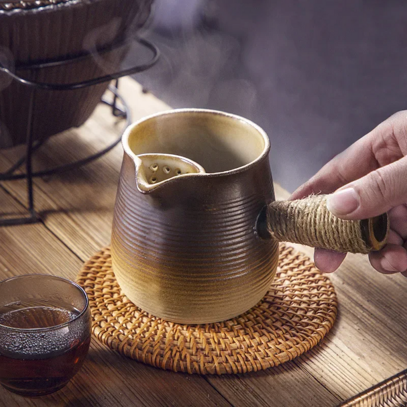 Japanese teapot kyusu color ochre