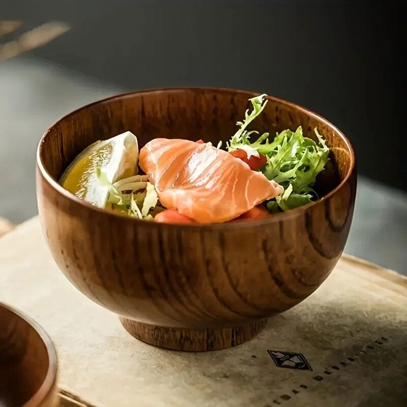 Japanese bowl of rice wood