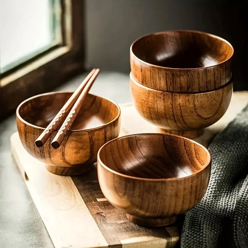 Japanese bowl of rice wood