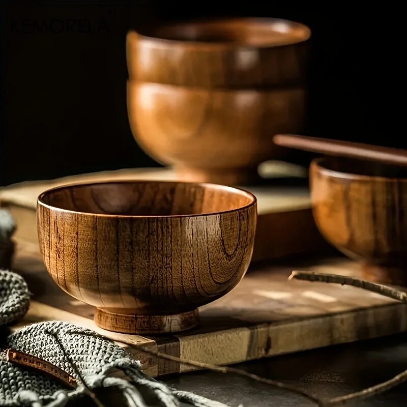 Japanese bowl of rice wood