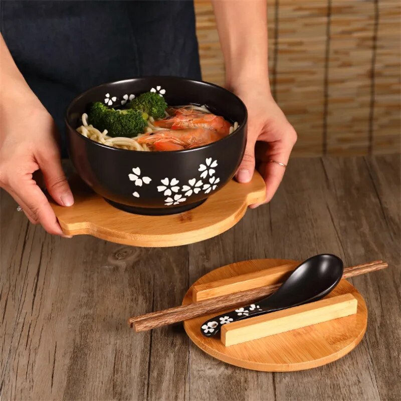 Japanese bowl with baguettes and spoon