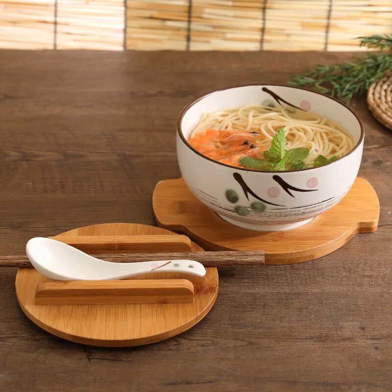 Japanese bowl with baguettes and spoon